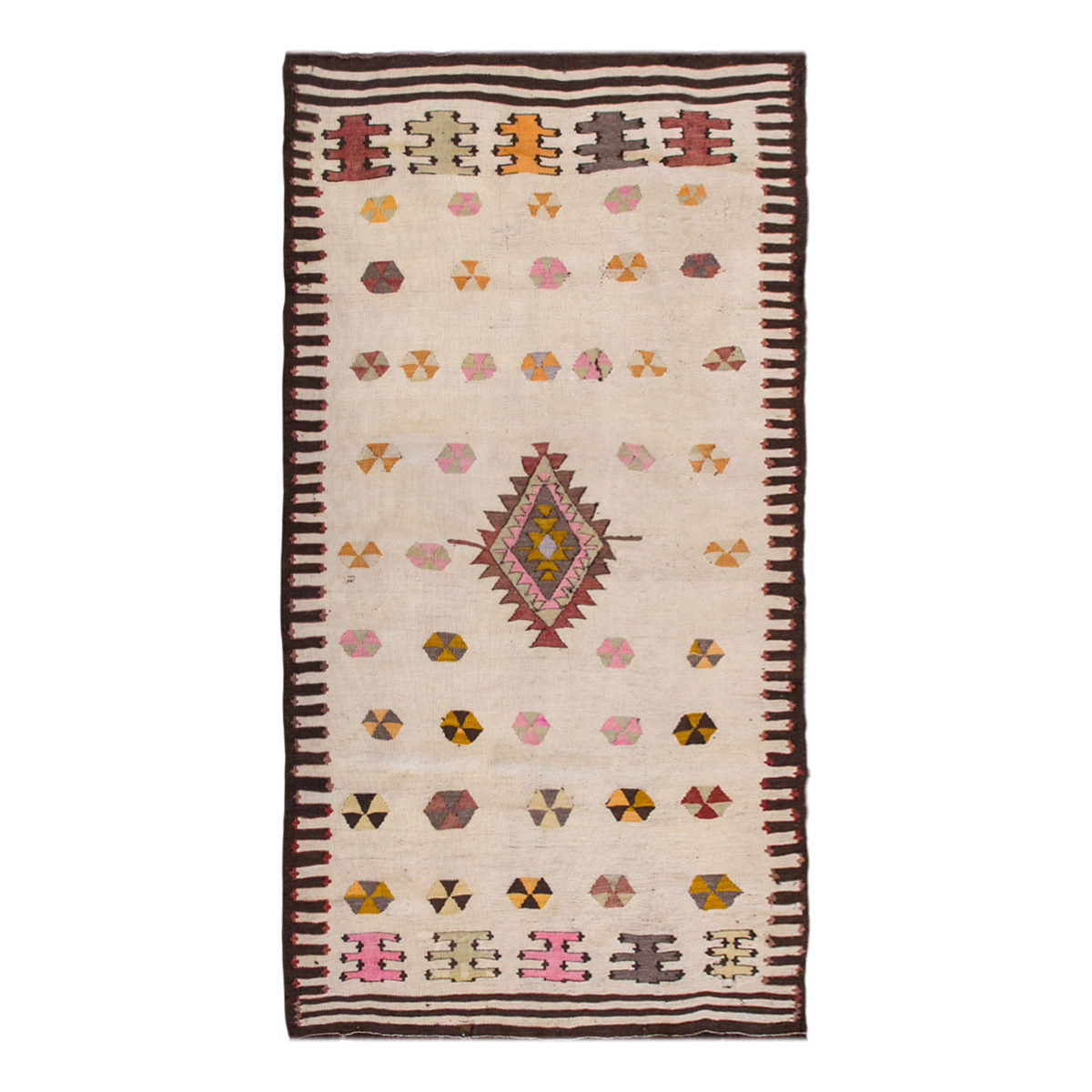 Vintage Turkish Kilim, 3.3 x 5.2 ft Rug, 101 x 160 cm