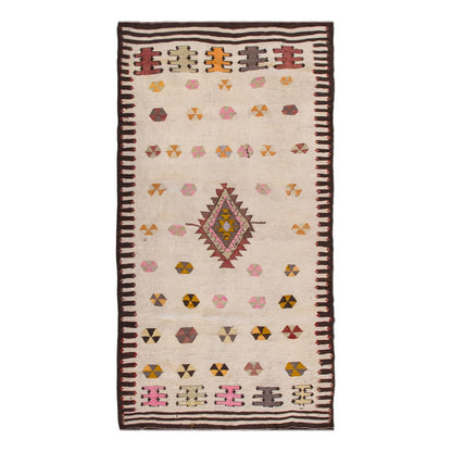 Vintage Turkish Kilim, 3.3 x 5.2 ft Rug, 101 x 160 cm