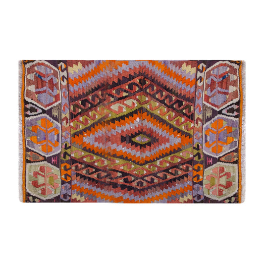 Vintage Turkish Kilim, 3.4 x 2.3 ft Rug, 103 x 70 cm