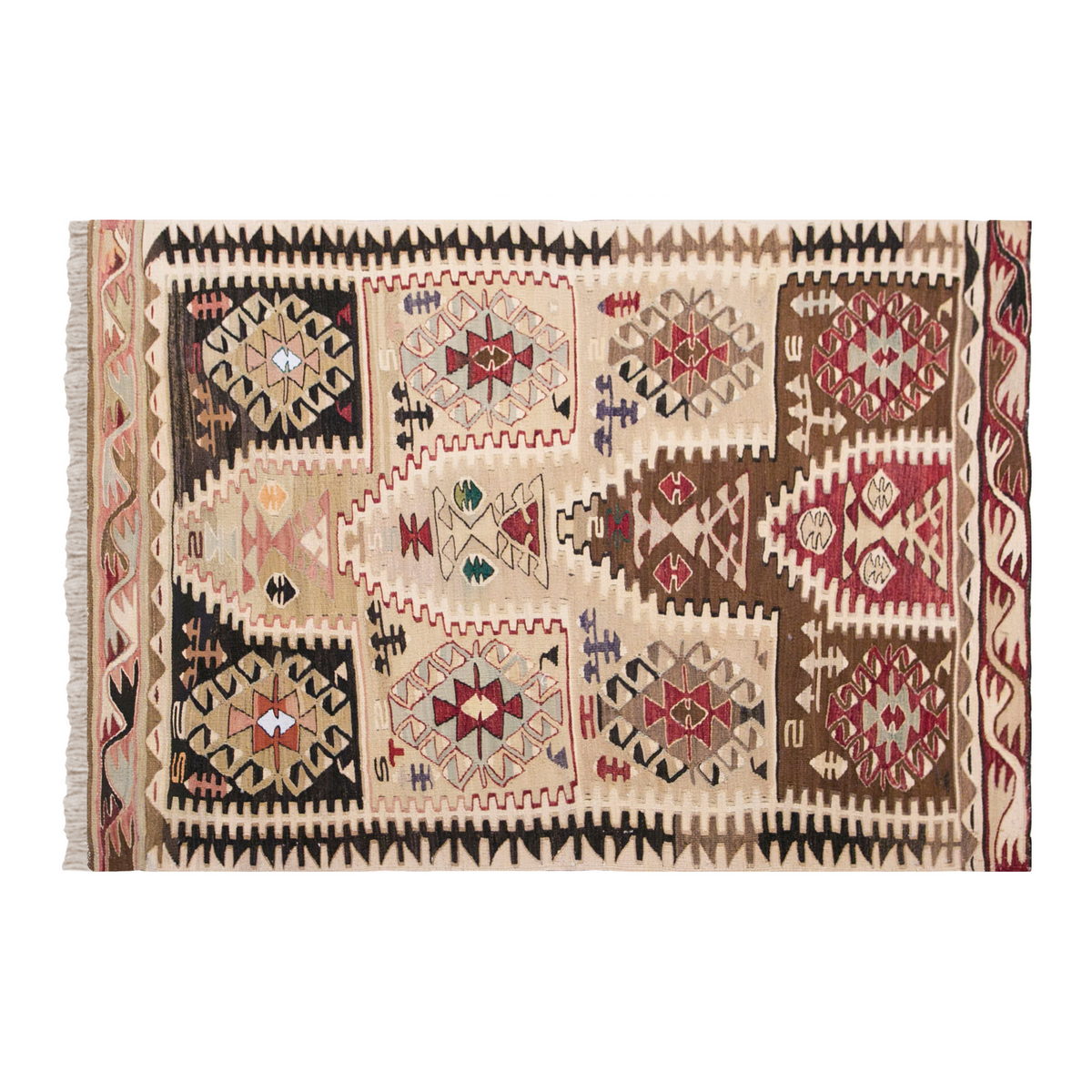 Vintage Turkish Kilim, 3.7 x 5.1 ft Rug, 111 x 156 cm