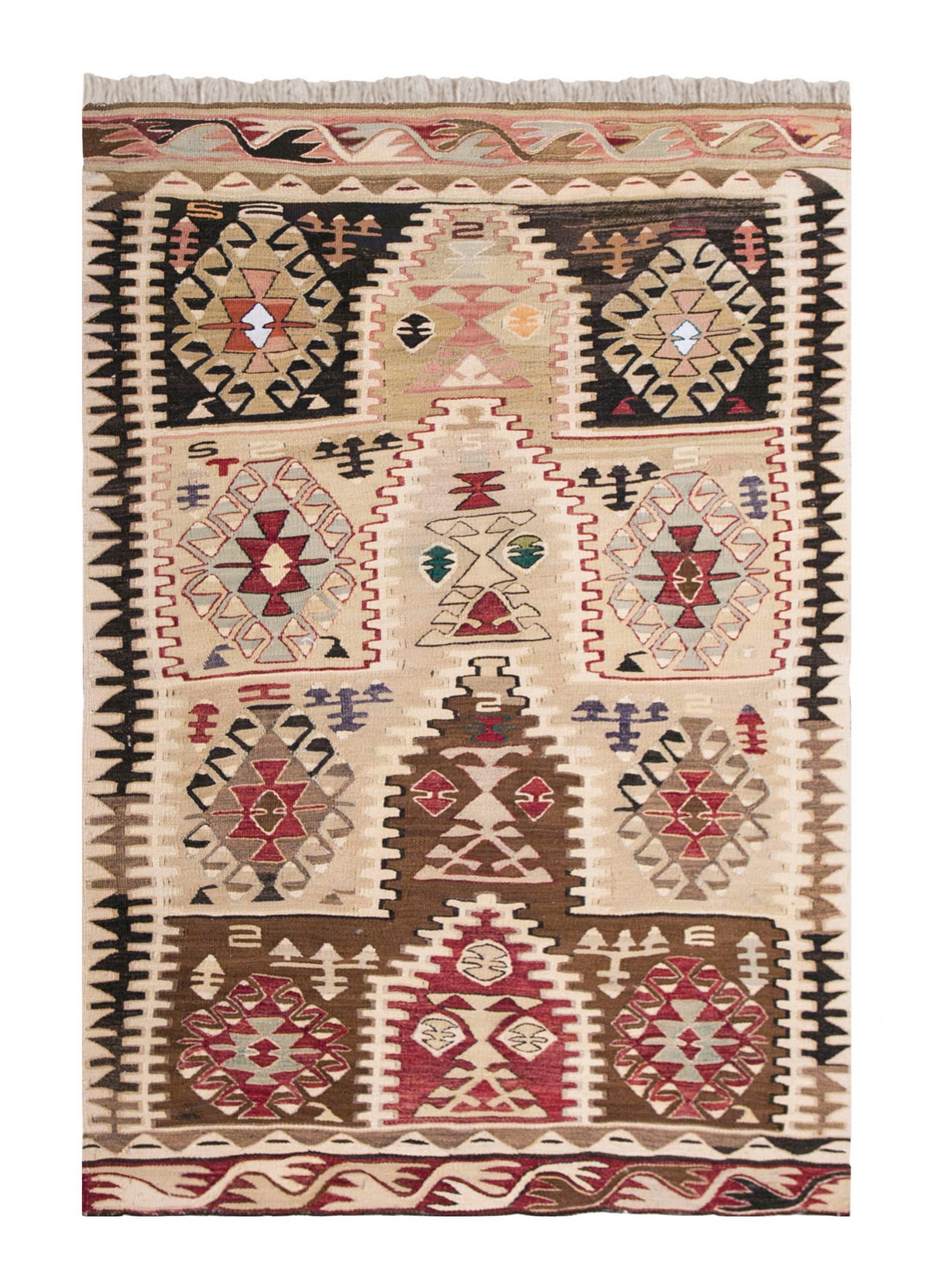 Vintage Turkish Kilim, 3.7 x 5.1 ft Rug, 111 x 156 cm