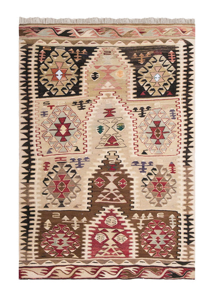 Vintage Turkish Kilim, 3.7 x 5.1 ft Rug, 111 x 156 cm