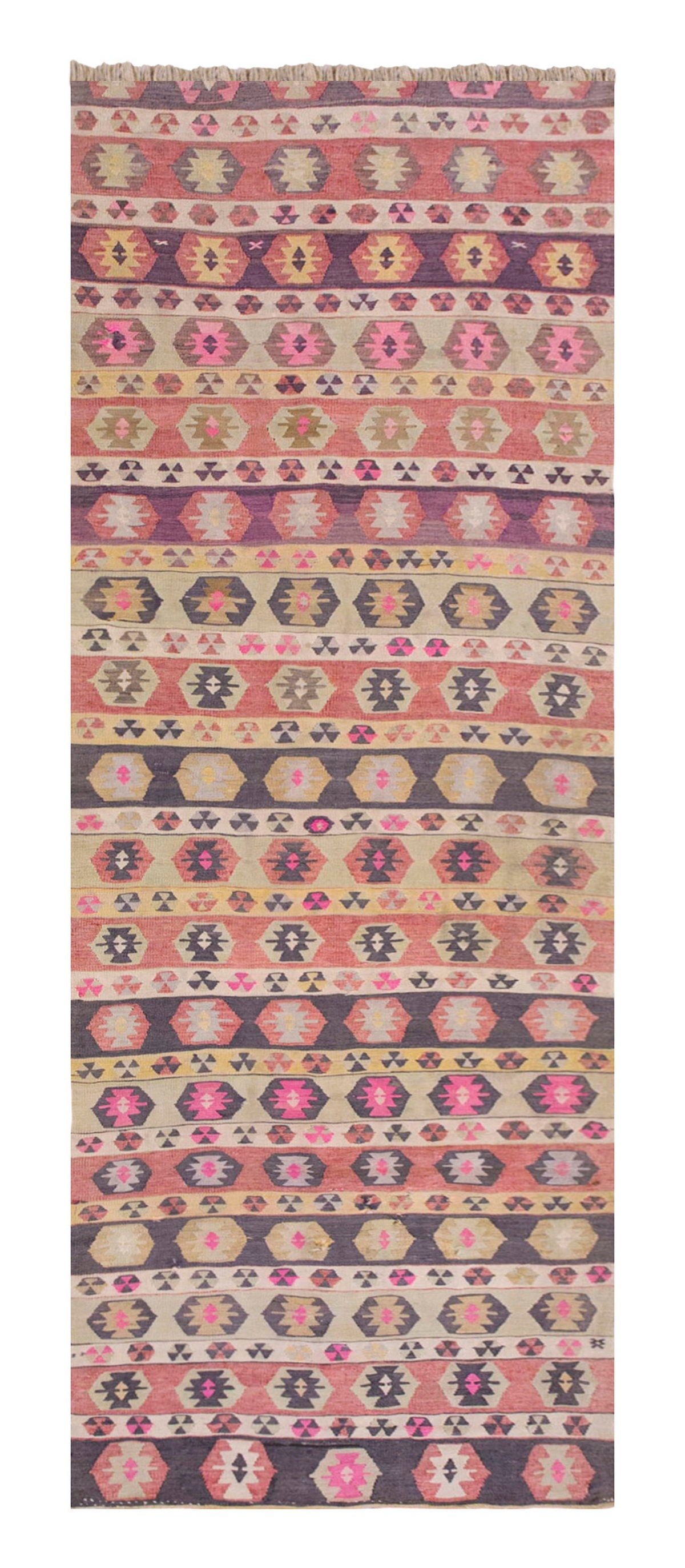 Vintage Turkish Kilim, 3 x 10.5 ft, 93 x 320 cm
