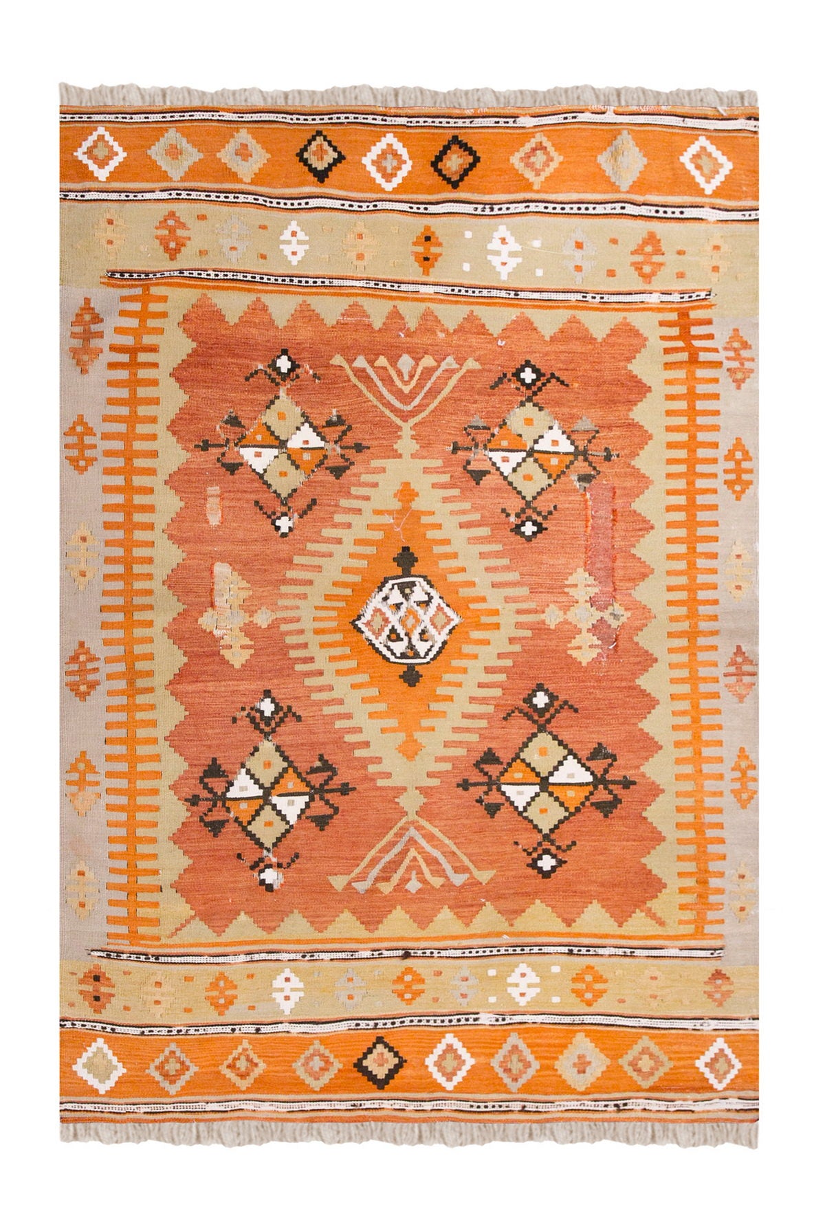 Vintage Turkish Kilim, 4.2 x 6.2 ft Rug, 128 x 189 cm