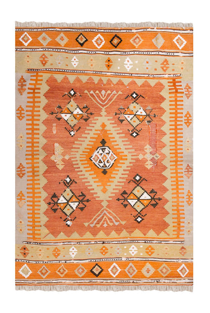 Vintage Turkish Kilim, 4.2 x 6.2 ft Rug, 128 x 189 cm