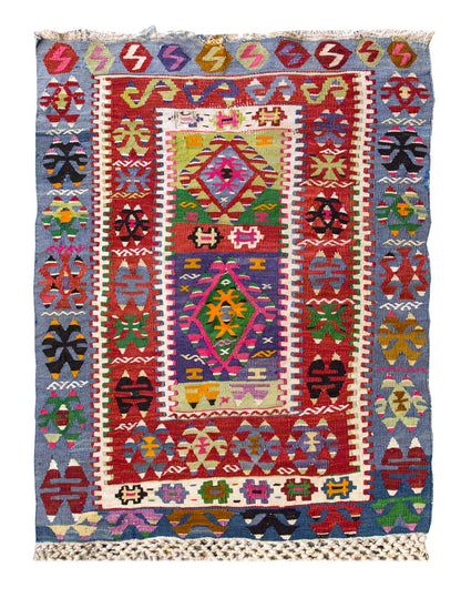 Vintage Turkish Kilim, 85 x 112 cm, 2.9 x 3.8 ft