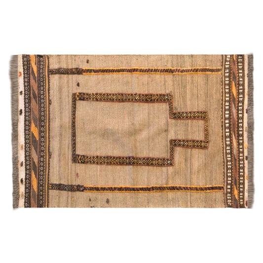 Vintage Turkish Kilim Rug, 2.3 x 4.2 ft, 71 x 127 cm, Handwoven Wool Kilim