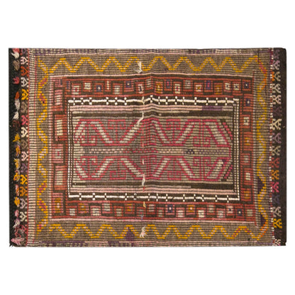 Vintage Turkish Kilim Rug, 2.6 x 4.0 ft, 79 x 123 cm, Handwoven Wool Kilim