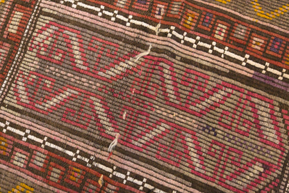 Vintage Turkish Kilim Rug, 2.6 x 4.0 ft, 79 x 123 cm, Handwoven Wool Kilim