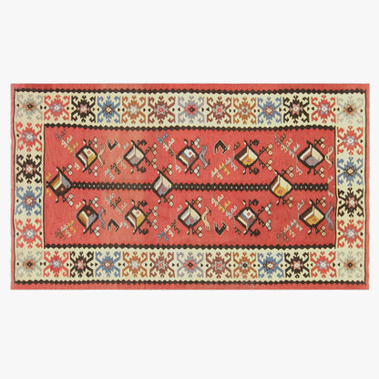 Vintage Turkish Kilim Rug, 2.7 x 5.1 ft, 82 x 155 cm, Handwoven Wool Kilim