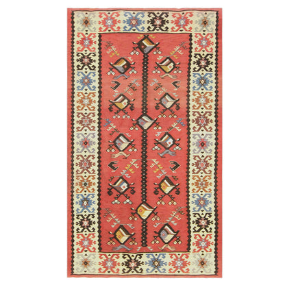 Vintage Turkish Kilim Rug, 2.7 x 5.1 ft, 82 x 155 cm, Handwoven Wool Kilim
