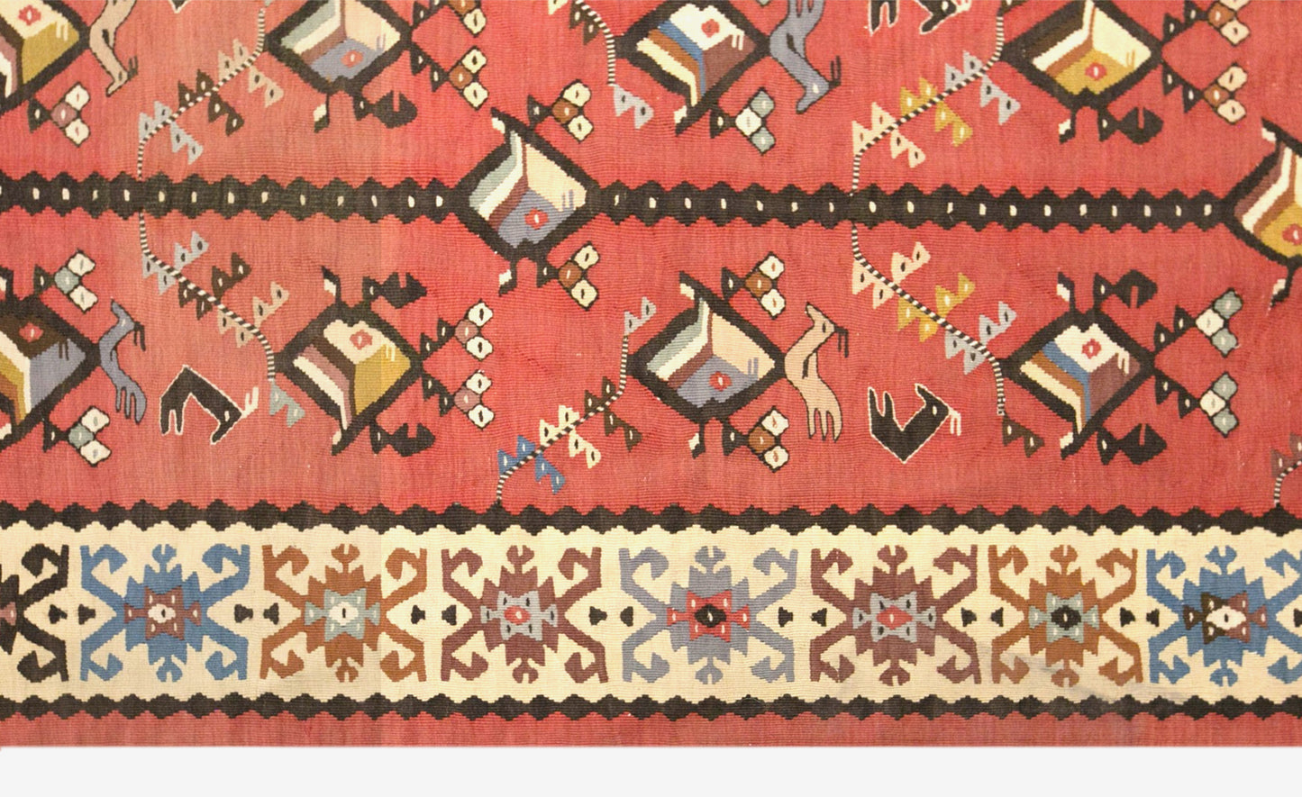 Vintage Turkish Kilim Rug, 2.7 x 5.1 ft, 82 x 155 cm, Handwoven Wool Kilim