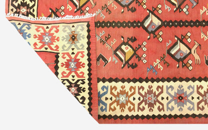 Vintage Turkish Kilim Rug, 2.7 x 5.1 ft, 82 x 155 cm, Handwoven Wool Kilim