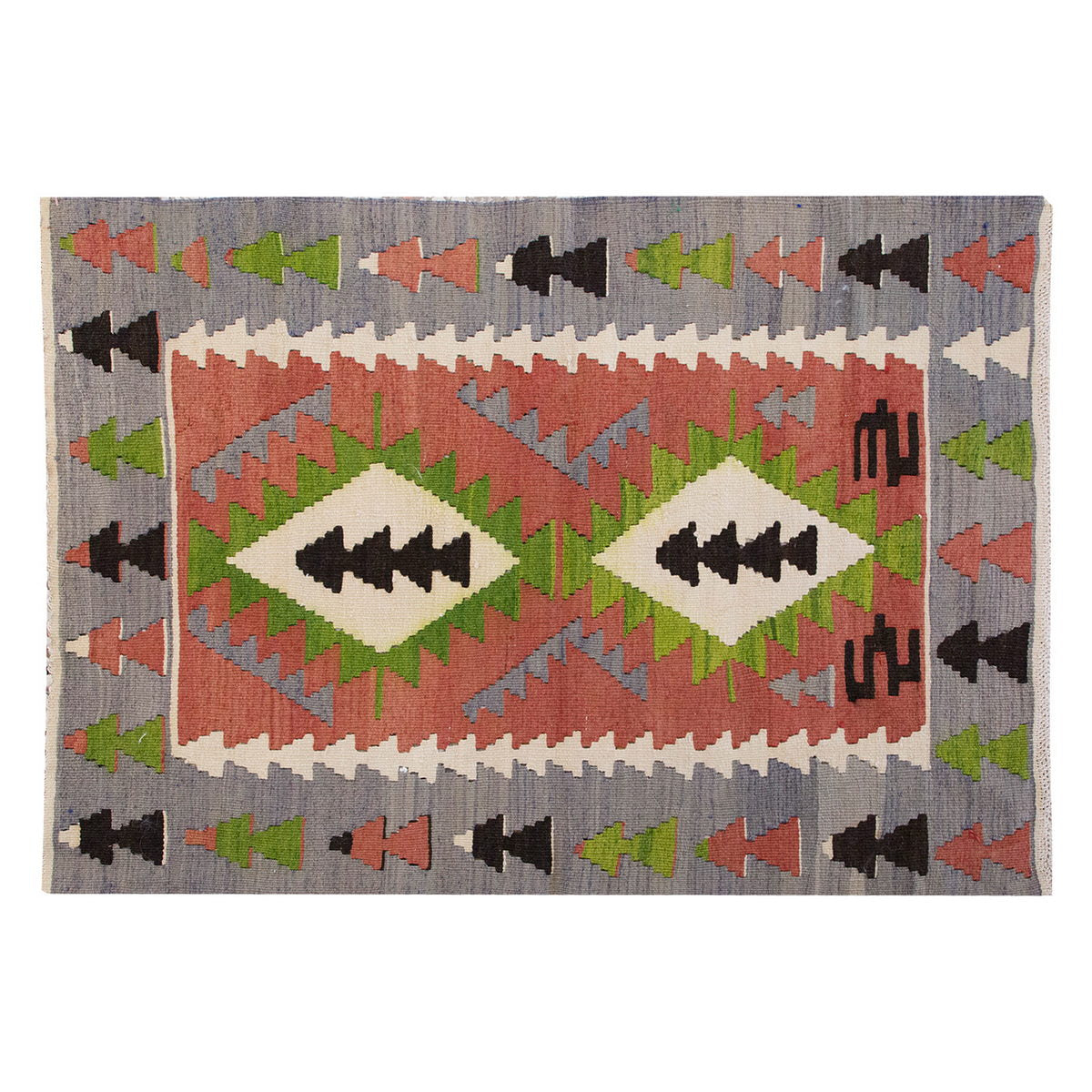Vintage Turkish Kilim Rug, 2.8 x 3.8 ft, 83 x 112 cm