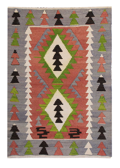 Vintage Turkish Kilim Rug, 2.8 x 3.8 ft, 83 x 112 cm