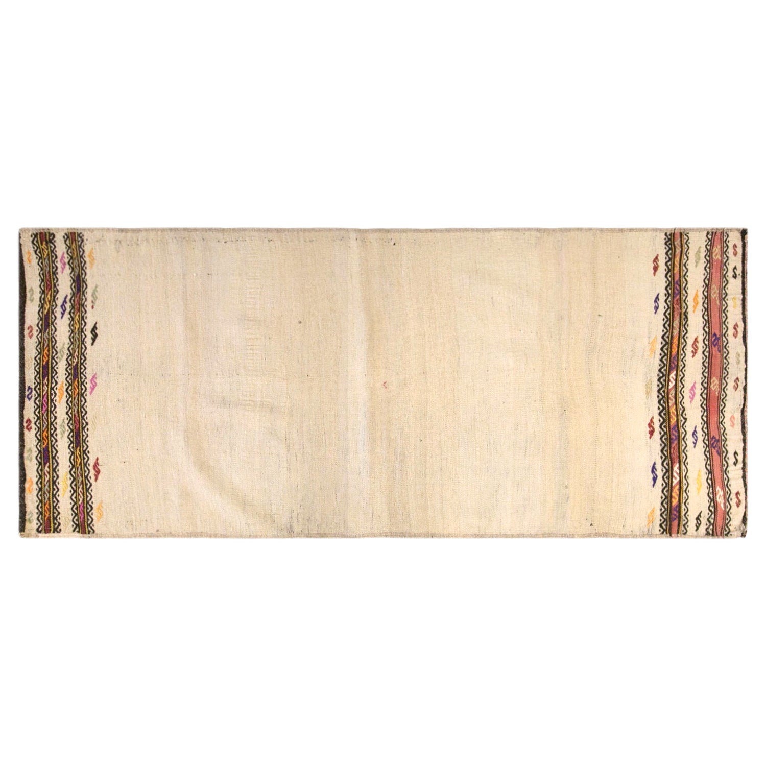Vintage Turkish Kilim Rug, 2.8 x 6.4 ft, 85 x 195 cm, Handwoven Wool Kilim