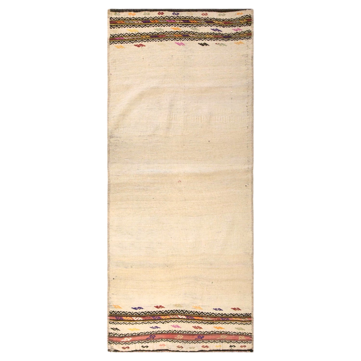 Vintage Turkish Kilim Rug, 2.8 x 6.4 ft, 85 x 195 cm, Handwoven Wool Kilim