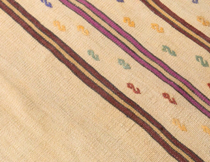 Vintage Turkish Kilim Rug, 2.8 x 6.4 ft, 85 x 195 cm, Handwoven Wool Kilim