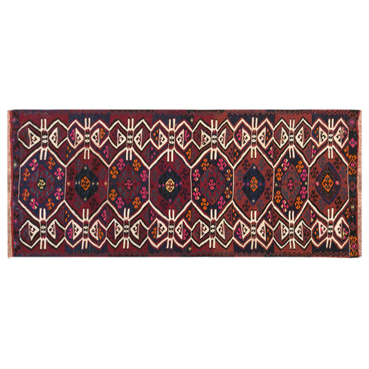 Vintage Turkish Kilim Rug, 2.9 x 7.7 ft, 87 x 235 cm, Handwoven Wool Kilim