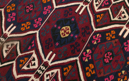 Vintage Turkish Kilim Rug, 2.9 x 7.7 ft, 87 x 235 cm, Handwoven Wool Kilim
