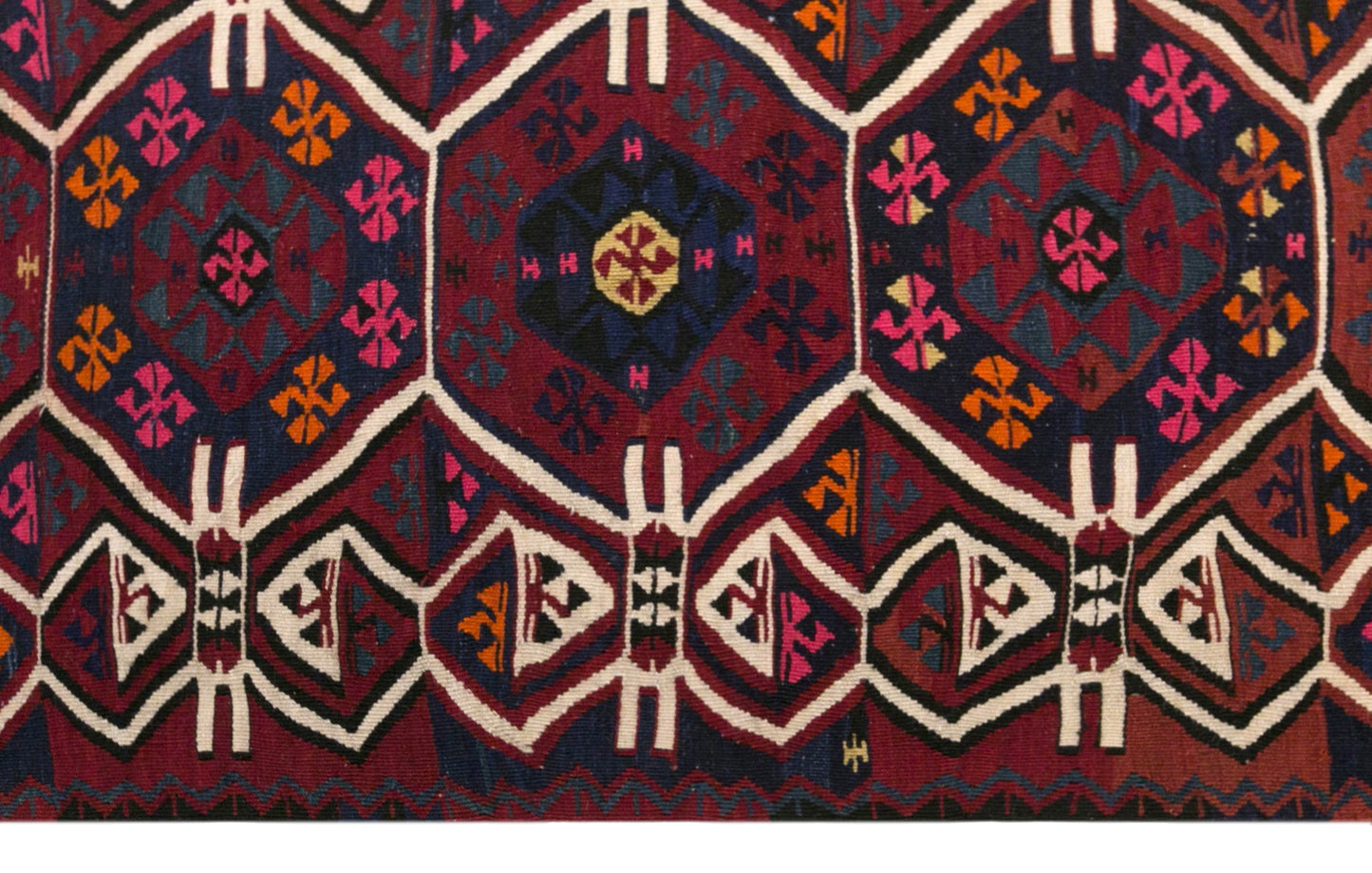 Vintage Turkish Kilim Rug, 2.9 x 7.7 ft, 87 x 235 cm, Handwoven Wool Kilim