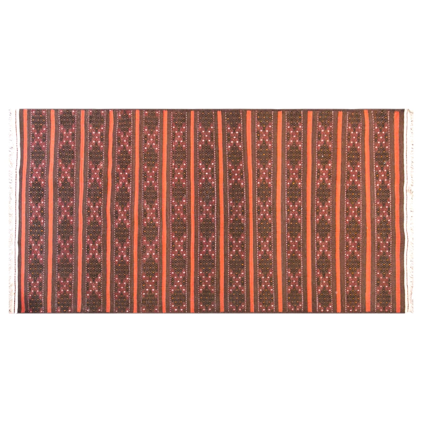 Vintage Turkish Kilim Rug, 3.0 x 7.2 ft, 90 x 220 cm, Handwoven Wool Kilim