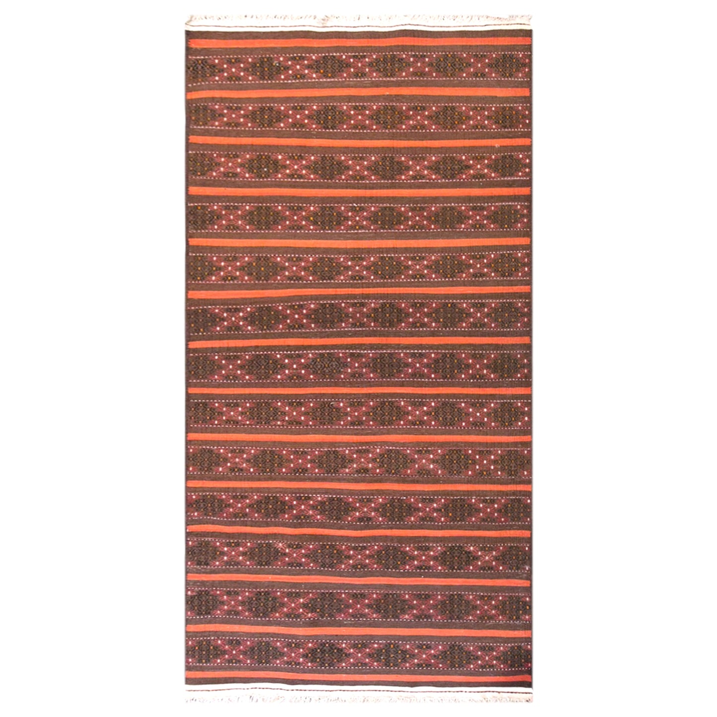 Vintage Turkish Kilim Rug, 3.0 x 7.2 ft, 90 x 220 cm, Handwoven Wool Kilim