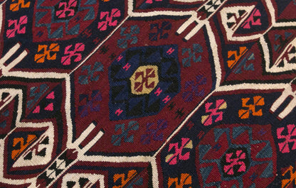 Vintage Turkish Kilim Rug, 3.0 x 7.9 ft, 90 x 240 cm, Handwoven Wool Kilim