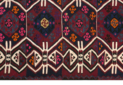 Vintage Turkish Kilim Rug, 3.0 x 7.9 ft, 90 x 240 cm, Handwoven Wool Kilim