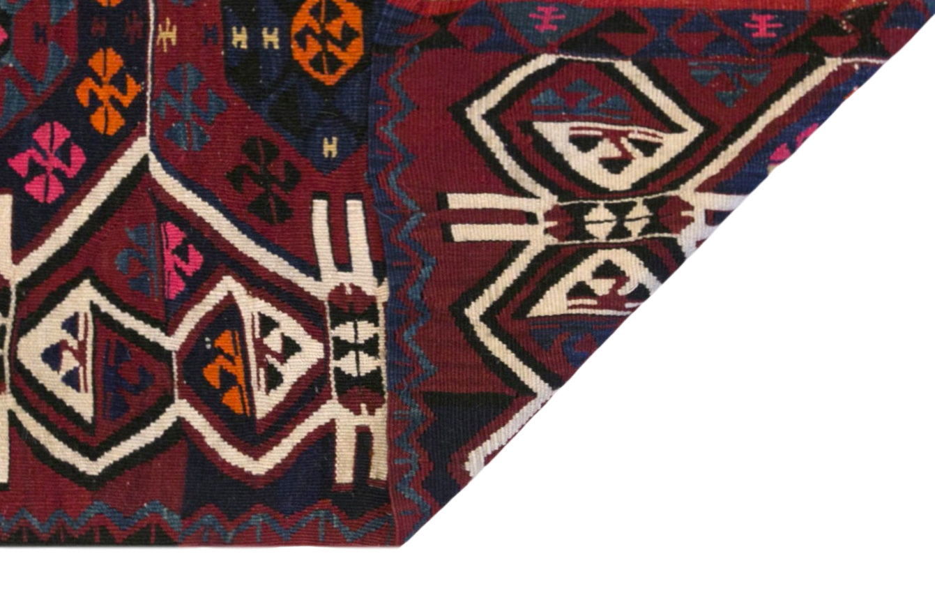 Vintage Turkish Kilim Rug, 3.0 x 7.9 ft, 90 x 240 cm, Handwoven Wool Kilim