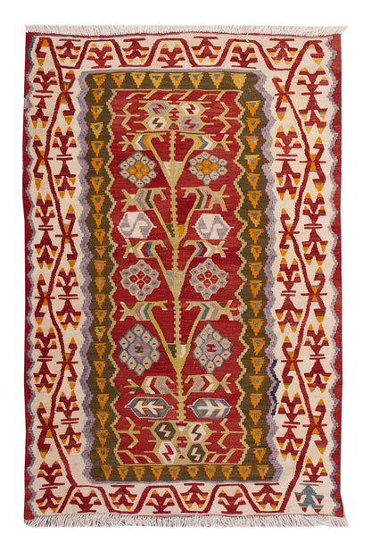 Vintage Turkish Kilim Rug, 3.1 x 5.4 ft, 96 x 163 cm