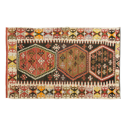 Vintage Turkish Kilim Rug, 3.2 x 5.5 ft, 96 x 165 cm