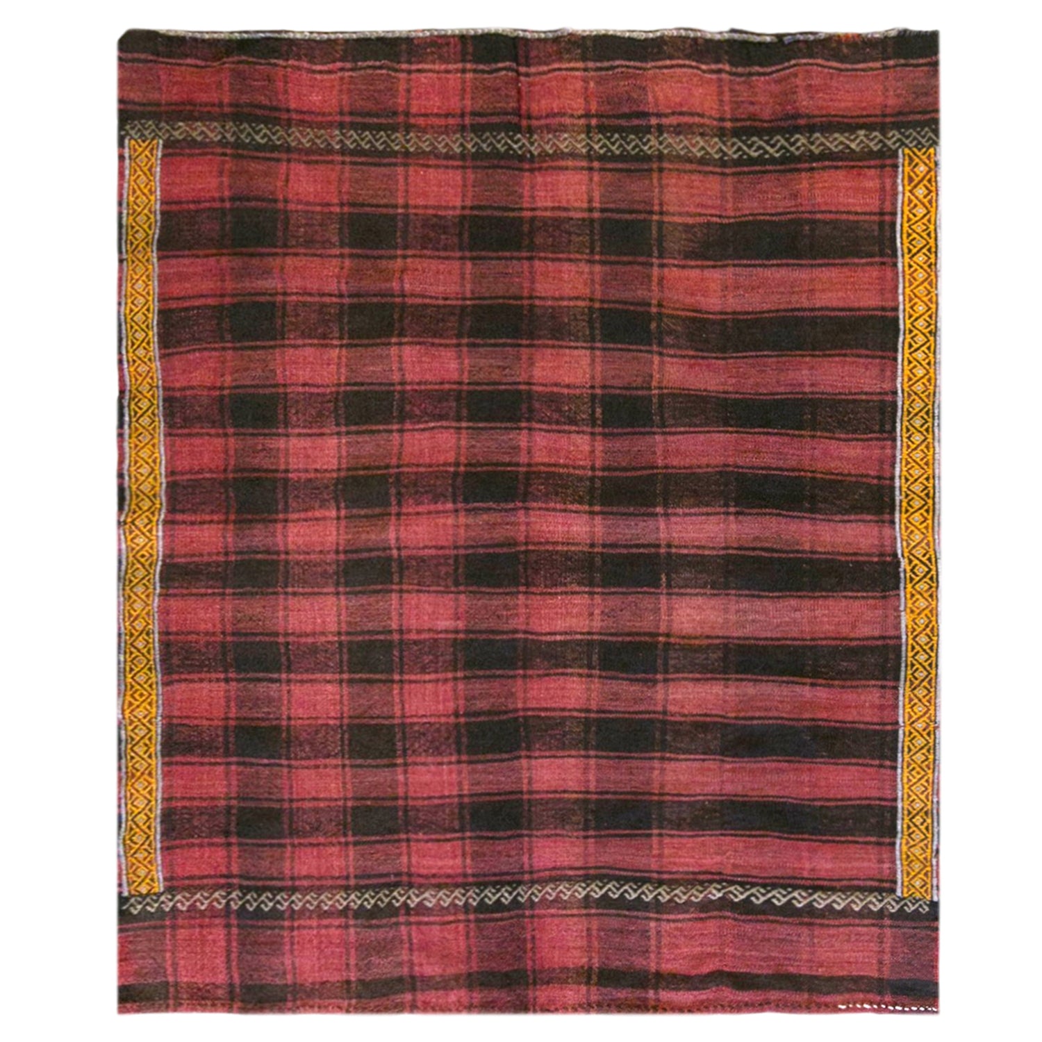 Vintage Turkish Kilim Rug, 3.3 x 4.1 ft, 102 x 125 cm, Handwoven Wool Kilim