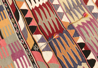 Vintage Turkish Kilim Rug, 3.3 x 5.9 ft, 102 x 180 cm, Handwoven Wool Kilim