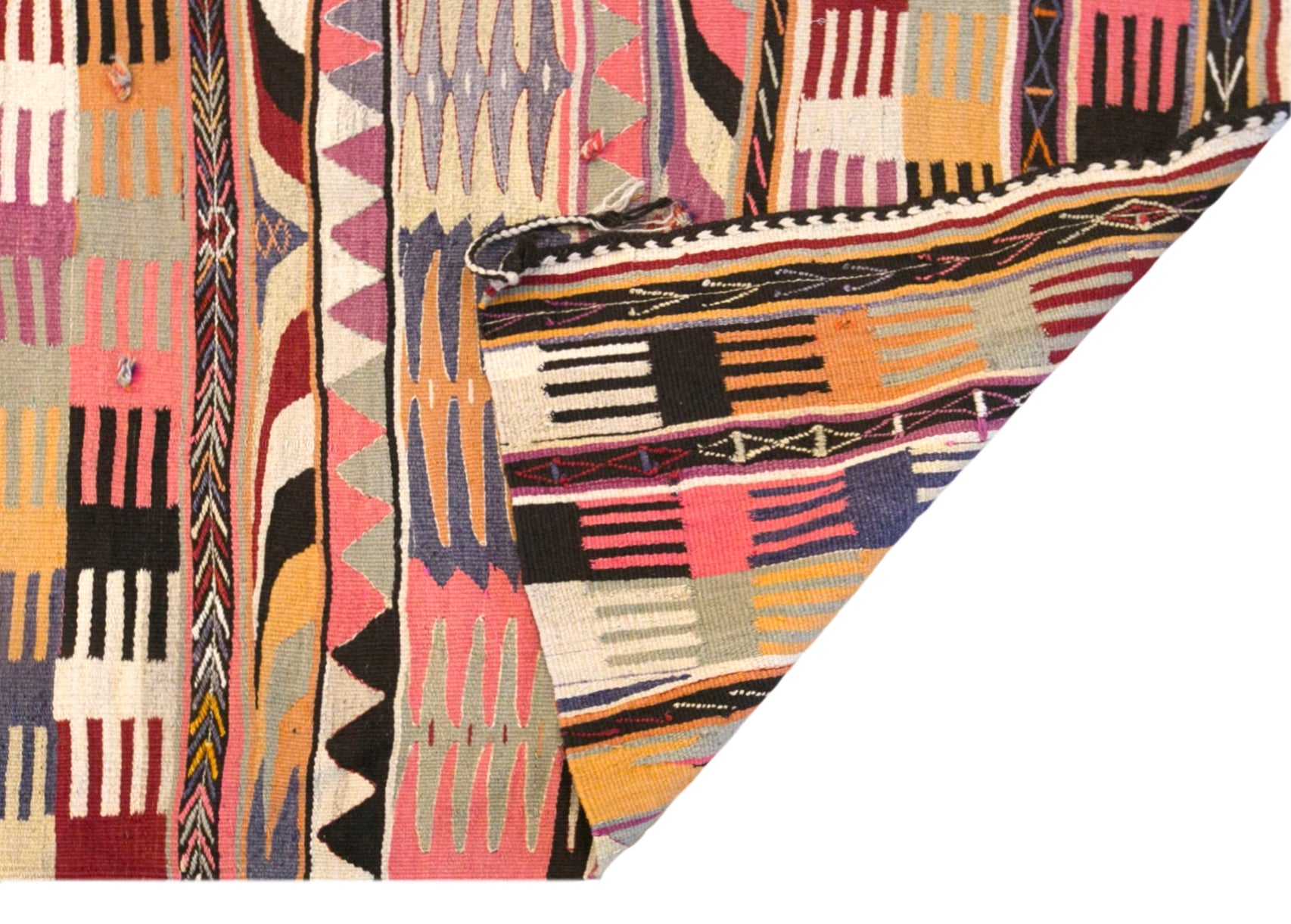Vintage Turkish Kilim Rug, 3.3 x 5.9 ft, 102 x 180 cm, Handwoven Wool Kilim