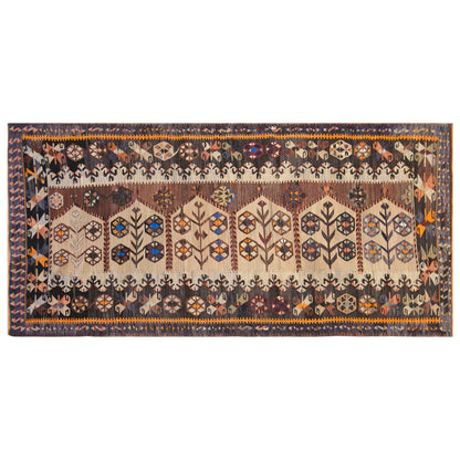 Vintage Turkish Kilim Runner Rug, 3.4 x 9.7 ft, 105 x 295 cm, Handwoven Wool Kilim
