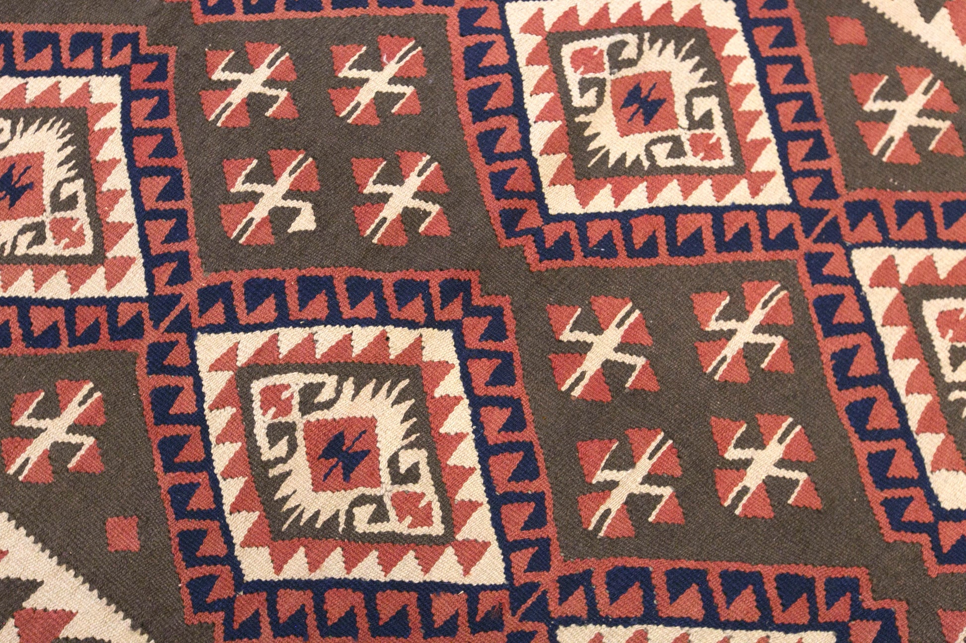 Vintage Turkish Kilim Rug, 3.6 x 7.5 ft, 111 x 230 cm, Handwoven Wool Kilim