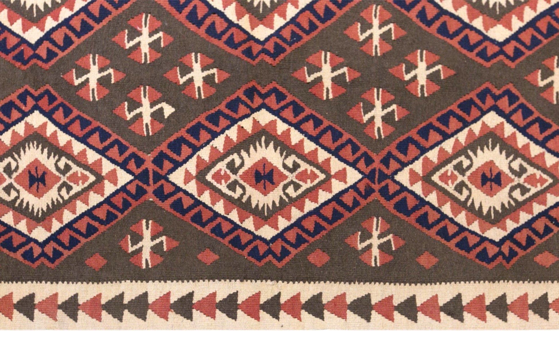 Vintage Turkish Kilim Rug, 3.6 x 7.5 ft, 111 x 230 cm, Handwoven Wool Kilim