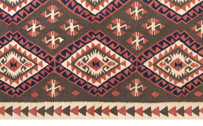 Vintage Turkish Kilim Rug, 3.6 x 7.5 ft, 111 x 230 cm, Handwoven Wool Kilim