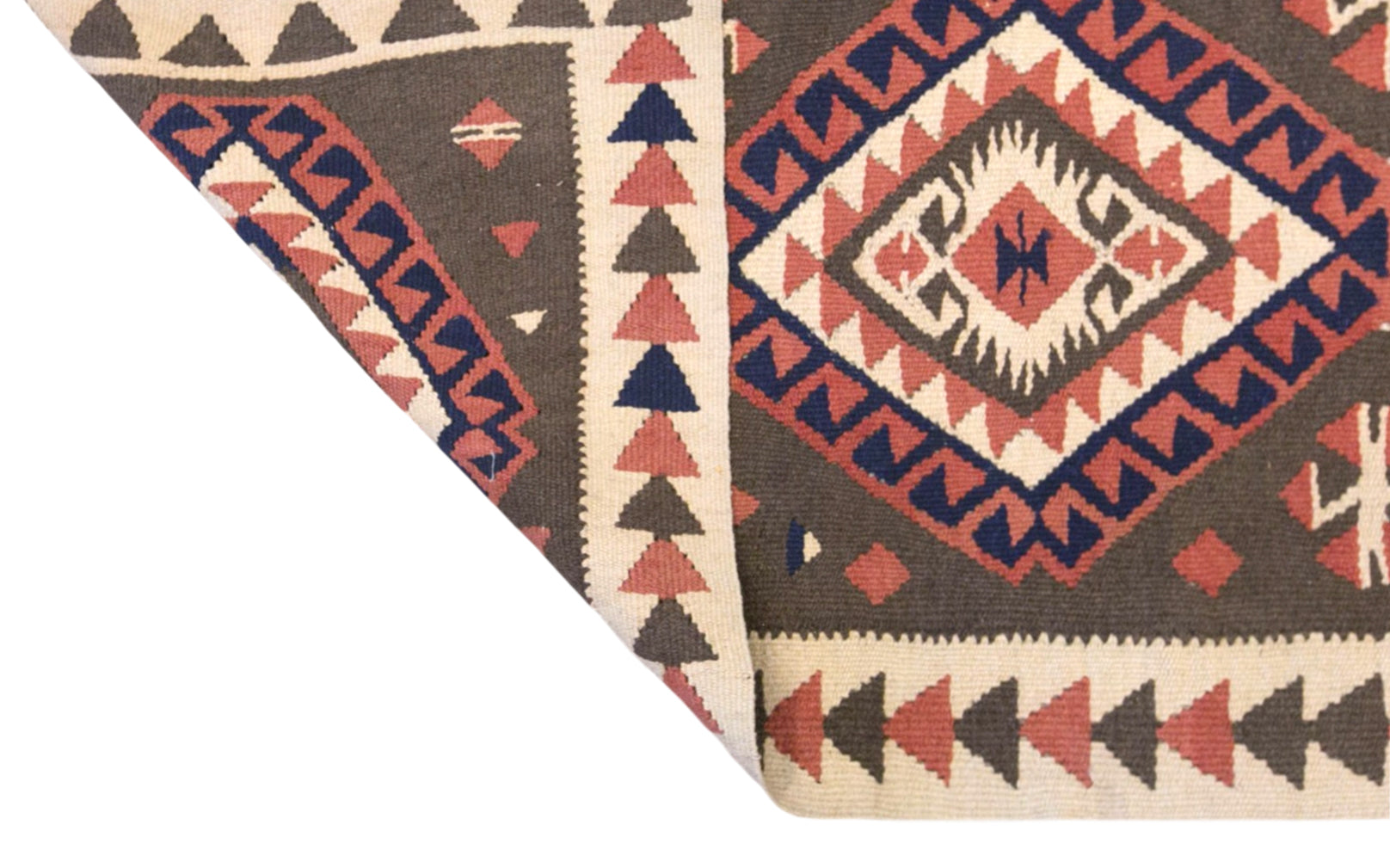 Vintage Turkish Kilim Rug, 3.6 x 7.5 ft, 111 x 230 cm, Handwoven Wool Kilim