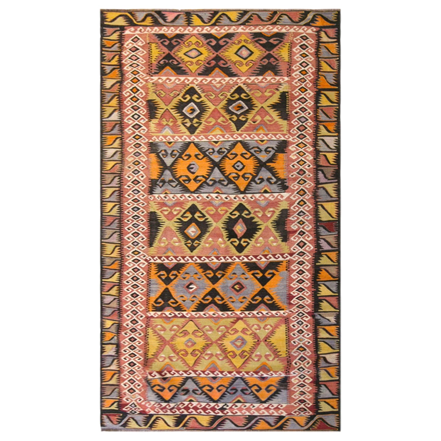 Vintage Turkish Kilim Rug, 3.7 x 9.7 ft, 112 x 295 cm, Handwoven Wool Kilim