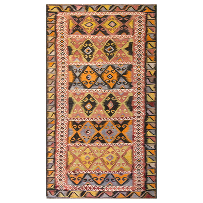 Vintage Turkish Kilim Rug, 3.7 x 9.7 ft, 112 x 295 cm, Handwoven Wool Kilim
