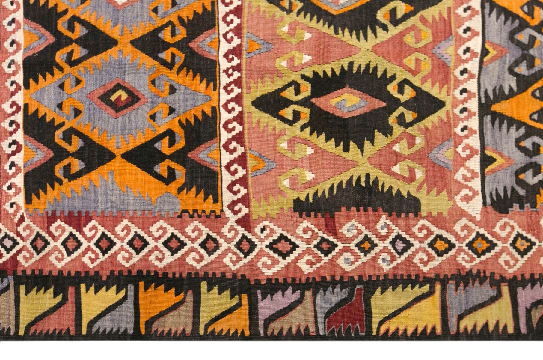 Vintage Turkish Kilim Rug, 3.7 x 9.7 ft, 112 x 295 cm, Handwoven Wool Kilim