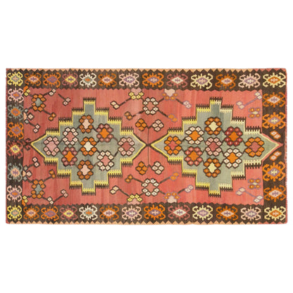 Vintage Turkish Kilim Rug, 3.9 x 8.2 ft, 120 x 250 cm, Handwoven Wool Kilim