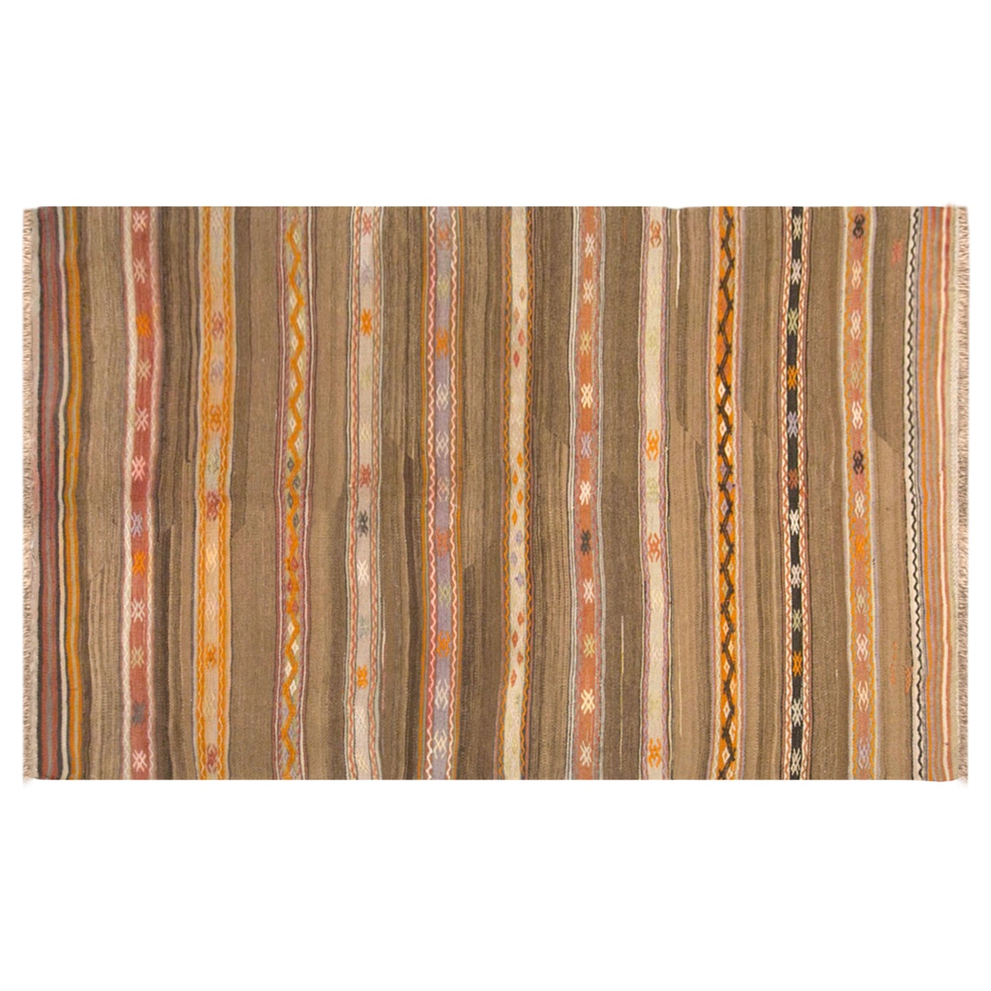 Vintage Turkish Kilim Rug, 4.0 x 7.1 ft, 122 x 215 cm, Handwoven Wool Kilim