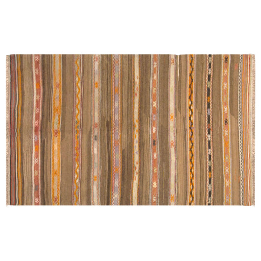 Vintage Turkish Kilim Rug, 4.0 x 7.1 ft, 122 x 215 cm, Handwoven Wool Kilim