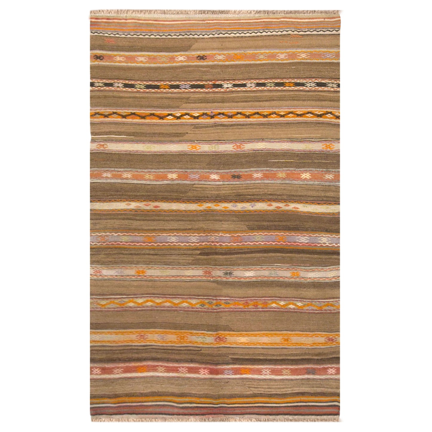 Vintage Turkish Kilim Rug, 4.0 x 7.1 ft, 122 x 215 cm, Handwoven Wool Kilim