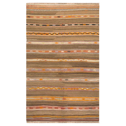 Vintage Turkish Kilim Rug, 4.0 x 7.1 ft, 122 x 215 cm, Handwoven Wool Kilim