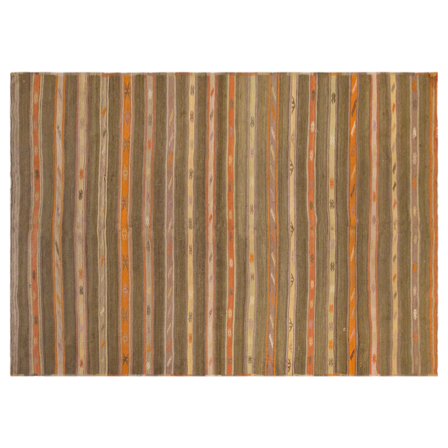 Vintage Turkish Kilim Rug, 4.0 x 8.7 ft, 123 x 265 cm, Handwoven Wool Kilim