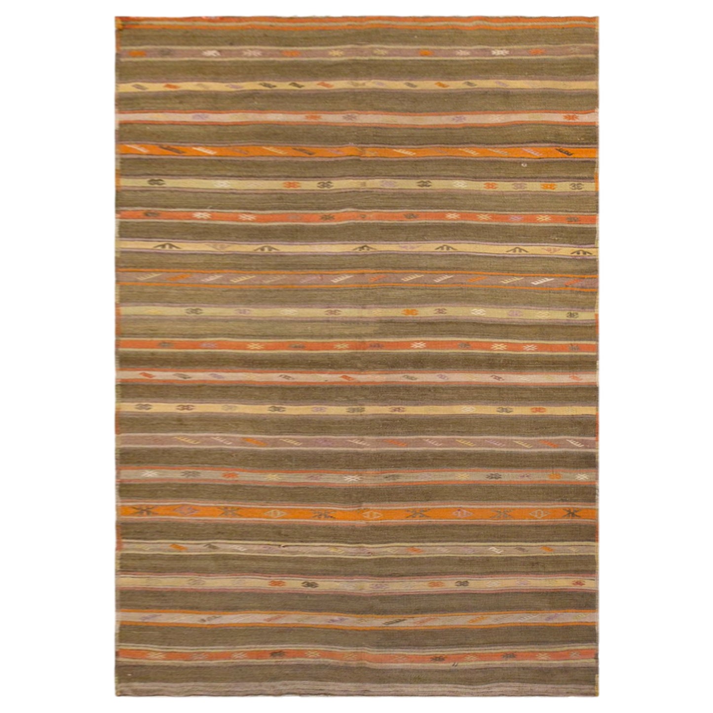 Vintage Turkish Kilim Rug, 4.0 x 8.7 ft, 123 x 265 cm, Handwoven Wool Kilim